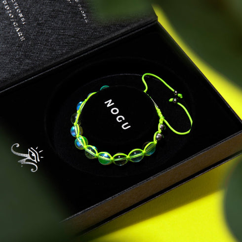 Jaune fluo | Supernova arc-en-ciel | Argent | Bracelet Charmballa Verre Galaxy
